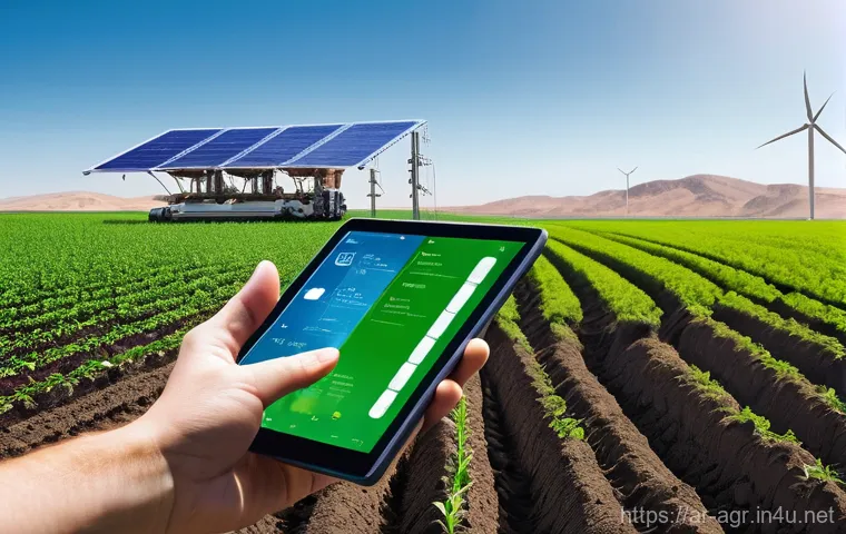 농업기술 취업 희망자 가이드 - **Prompt: A modern precision agriculture engineer, male or female, standing in a lush, green field i...