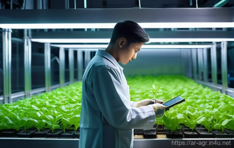 농업기술 취업 희망자 가이드 - **Prompt: A modern precision agriculture engineer, male or female, standing in a lush, green field i...