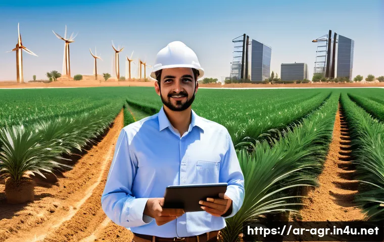 농업기술 자격증 취득 후 진로 탐색 - **Prompt 1: The Visionary Agronomist in a Smart Arab Farm**
    A wide, cinematic shot capturing a v...