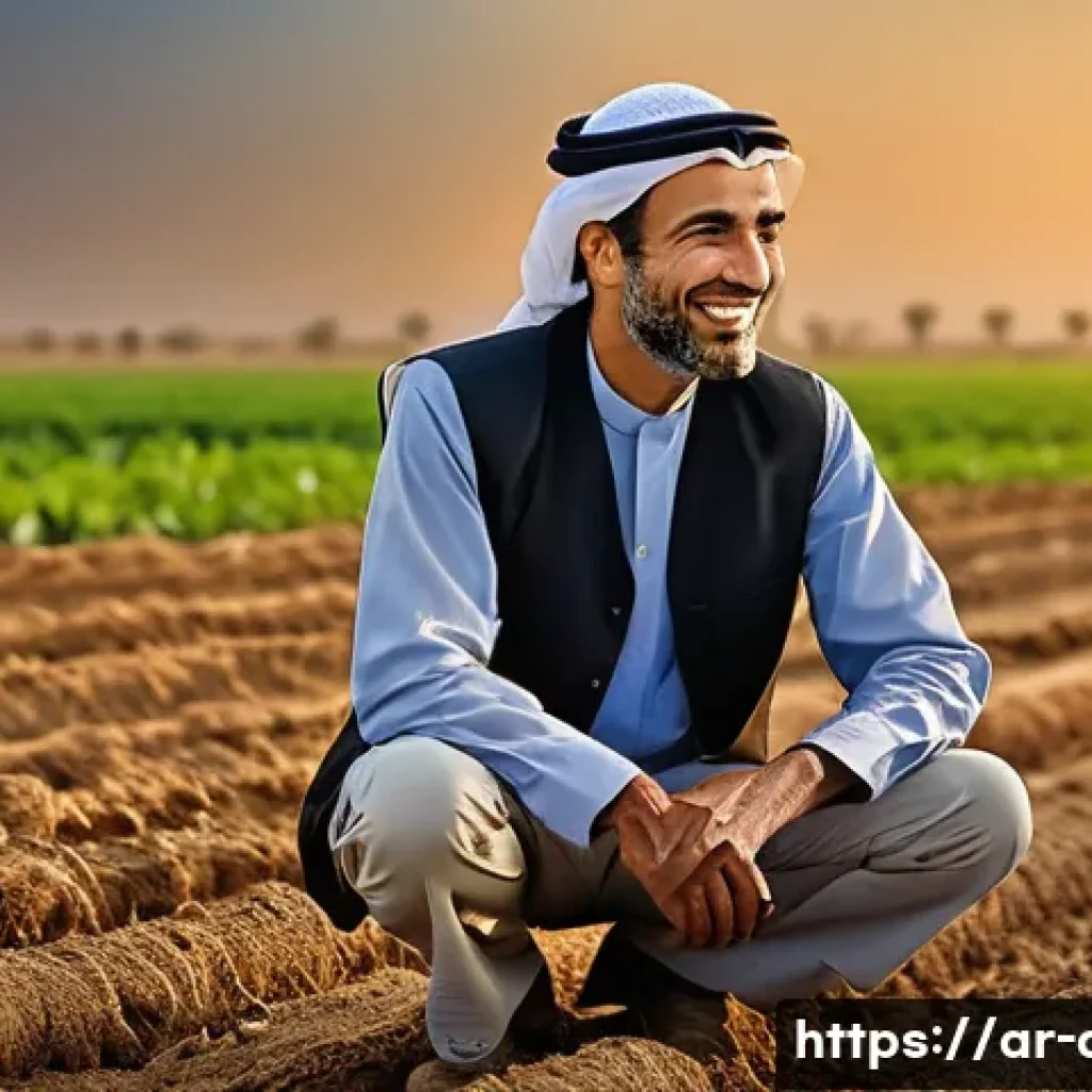 농업기술 자격증 합격 후기 - **Prompt:** "A captivating wide-angle shot of a flourishing farm in an Arab landscape, bathed in the...